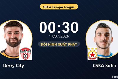 TRỰC TIẾPTrực tiếp Derry City vs CSKA Sofia: Đội hình xuất phát