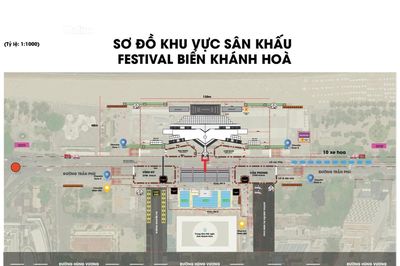 Không gian sân khấu Festival Biển Khánh Hòa 2026 có sức chứa hơn 10.100 người