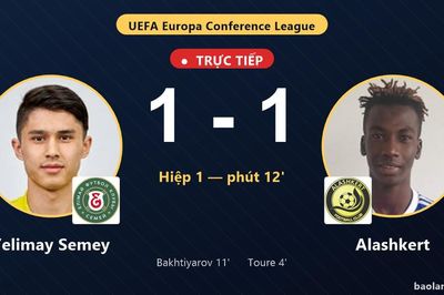 TRỰC TIẾPTrực tiếp Yelimay Semey vs Alashkert: Hết hiệp 1, hòa 1-1