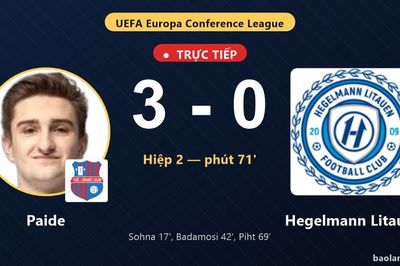 TRỰC TIẾPTrực tiếp Paide vs Hegelmann Litauen: Paide nới rộng cách biệt 3-0