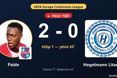 TRỰC TIẾPTrực tiếp Paide vs Hegelmann Litauen: Hết hiệp 1, Paide dẫn 2-0