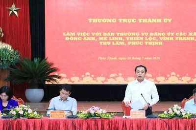 Thường trực Thành ủy Hà Nội làm việc với các xã Đông Anh, Mê Linh, Thiên Lộc, Vĩnh Thanh, Thư Lâm, Phúc Thịnh