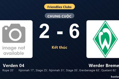Thống kê trận đấu Verden 04 2-6 Werder Bremen: Werder Bremen thắng đậm thuyết phục
