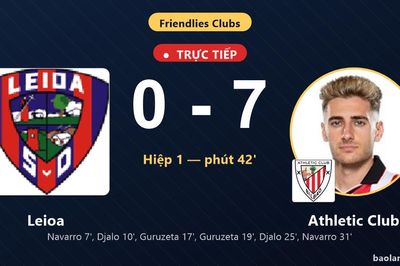 TRỰC TIẾPTrực tiếp Leioa vs Athletic Club: Athletic Club nới rộng cách biệt 0-7