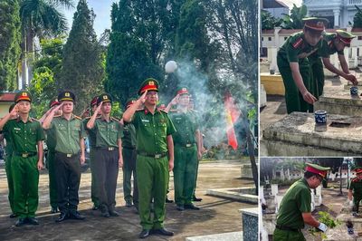 Nghĩa tình tháng 7 của công an cơ sở nơi nghĩa trang liệt sĩ