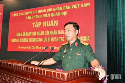 Ban Thanh niên Quân đội tập huấn chuẩn bị cho đoàn sĩ quan trẻ tham gia giao lưu tại Campuchia