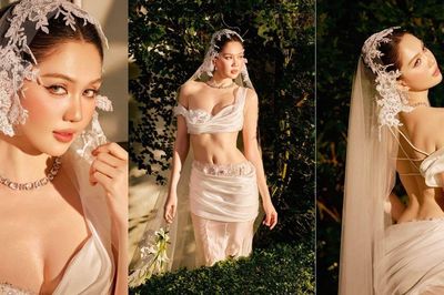Ngọc Trinh kheo dáng nóng bỏng với váy cưới cắt xẻ táo bạo không cô dâu nào dám mặc khiến dân mạng đỏ mắt