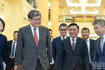 [Ảnh] Thường trực Ban Bí thư Trần Cẩm Tú hội đàm với Quyền Tổng Thư ký Đảng Dân chủ Tự do Nhật Bản Hagiuda Koichi