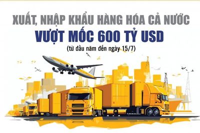 Infographics: Tổng kim ngạch xuất, nhập khẩu hàng hóa đến ngày 15/7 đạt 601,5 tỷ USD
