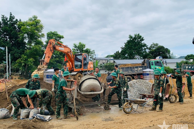 Khẩn trương dựng nhà giúp dân vùng lũ