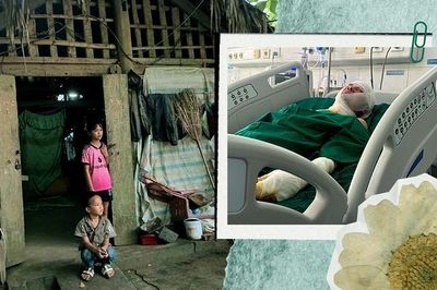 Cha bỏng nặng, hai con thơ ngày ngày đứng trước cửa đợi bố