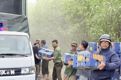 Quảng Trị: 'Giải cứu' 20 tấn sầu riêng trên xe container bị cháy