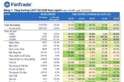 Đã có 310 doanh nghiệp công bố lợi nhuận quý 2/2026, tăng mạnh gần 25%