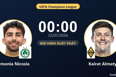 TRỰC TIẾPTrực tiếp Omonia Nicosia vs Kairat Almaty: Đội hình xuất phát