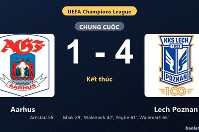 Thống kê trận đấu Aarhus 1-4 Lech Poznan: Lech Poznan thắng đậm thuyết phục