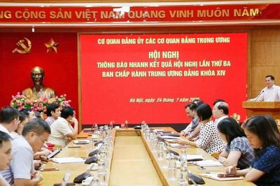 Cơ quan Đảng ủy các cơ quan Đảng Trung ương thông báo nhanh kết quả Hội nghị Trung ương 3 khóa XIV