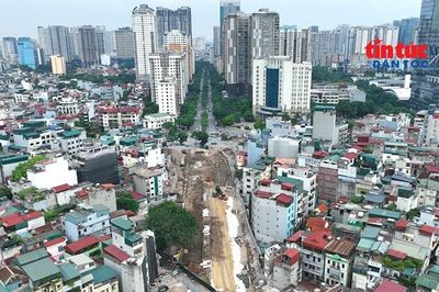 Toàn cảnh công trường Vành đai 2,5 đoạn Vũ Phạm Hàm - Trần Duy Hưng