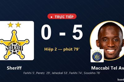 TRỰC TIẾPTrực tiếp Sheriff vs Maccabi Tel Aviv: Maccabi Tel Aviv nới rộng cách biệt 0-5