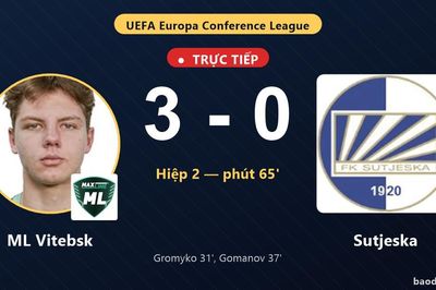 TRỰC TIẾPTrực tiếp ML Vitebsk vs Sutjeska: ML Vitebsk nới rộng cách biệt 3-0