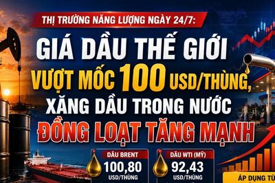 Thị trường năng lượng ngày 24/7: Giá dầu thế giới vượt mốc 100 USD/thùng, xăng dầu trong nước đồng loạt tăng mạnh