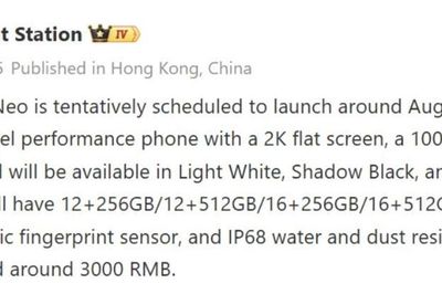Rò rỉ thông số iQOO Neo 11S: Pin 8.000mAh, màn hình 2K 144Hz và chip Dimensity 9500