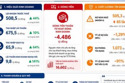 Dòng tiền kinh doanh của VietABank âm gần 4.500 tỷ, nợ nghi ngờ tăng 85 lần