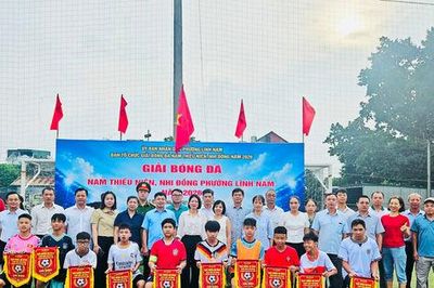 Khai mạc Giải bóng đá nam thiếu niên, nhi đồng phường Lĩnh Nam năm 2026