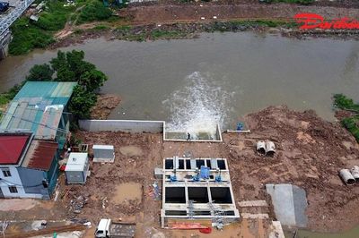 Ba trạm bơm dọc Đại lộ Thăng Long sắp 'hợp lực', tăng tốc tiêu úng phía Tây Hà Nội