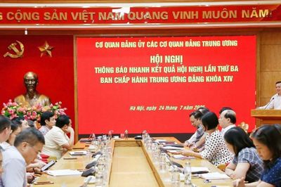 Cơ quan Đảng ủy các cơ quan Đảng Trung ương thông báo nhanh kết quả Hội nghị Trung ương 3 khóa XIV