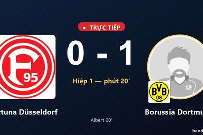 TRỰC TIẾPTrực tiếp Fortuna Düsseldorf vs Borussia Dortmund: Hết hiệp 1, Borussia Dortmund dẫn 1-0