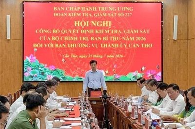 Công bố quyết định kiểm tra, giám sát của Bộ Chính trị, Ban Bí thư đối với Thành ủy Cần Thơ