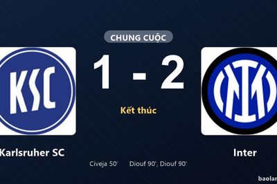 Thống kê trận đấu Karlsruher SC 1-2 Inter: Inter ngược dòng ngoạn mục