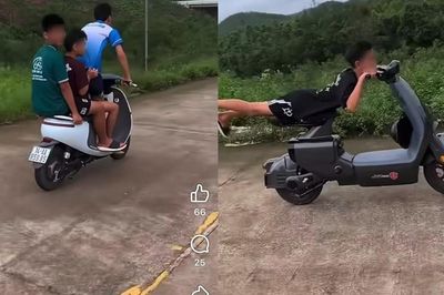 Nhóm thiếu niên đi xe máy điện kẹp ba, nằm trên yên xe bị xử lý sau clip lan truyền trên mạng