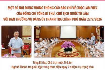 Một số nội dung cuộc làm việc của Tổng Bí thư, Chủ tịch nước Tô Lâm với Ban Thường vụ Đảng ủy Thanh tra Chính phủ