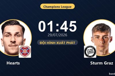TRỰC TIẾPTrực tiếp Hearts vs Sturm Graz: Hearts áp đảo quyền kiểm soát, chưa có bàn thắng