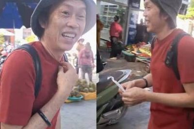 Hoài Linh đi dép lê, đeo balo ở chợ Lý Sơn