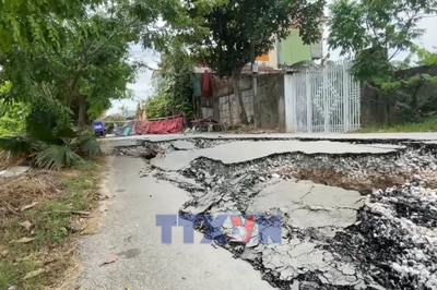 Quảng Trị: Khẩn trương xử lý điểm sụt lún trên tuyến đường liên xã