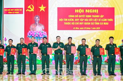 Thành lập Đội tìm kiếm, quy tập hài cốt liệt sĩ (lâm thời) thuộc Bộ CHQS tỉnh Cà Mau