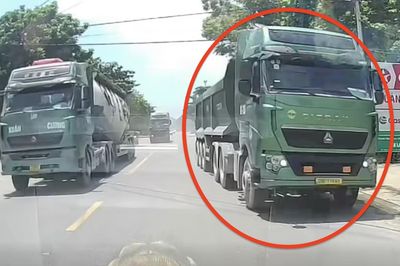 Xử phạt tài xế ô tô đầu kéo lấn sang làn ngược chiều để vượt xe