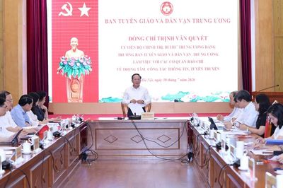 Trưởng Ban Tuyên giáo và Dân vận Trung ương: Báo chí phải tiếp tục khẳng định vai trò là dòng chảy thông tin chủ lưu, đổi mới mạnh mẽ để giữ vai trò dẫn dắt