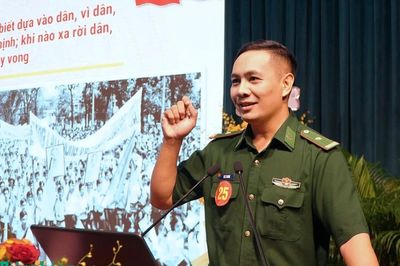 Thiếu tá Vũ Lý Huỳnh tham gia Hội thi Báo cáo viên, tuyên truyền viên giỏi năm 2026 khu vực II