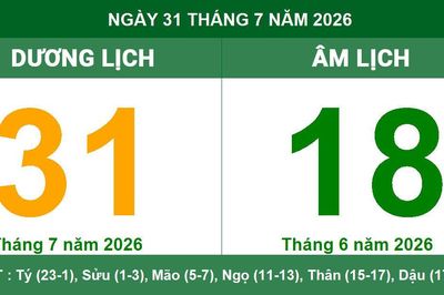 Lịch Âm Dương ngày 31/07/2026: Giờ hoàng đạo và những lưu ý phong thủy quan trọng