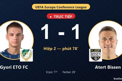 TRỰC TIẾPTrực tiếp Gyori ETO FC vs Atert Bissen: Gyori ETO FC gỡ hòa 1-1