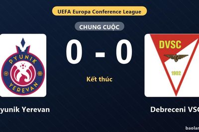 Thống kê trận đấu Pyunik Yerevan 0-0 Debreceni VSC: Trận hòa không bàn thắng