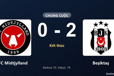 Thống kê trận đấu FC Midtjylland 0-2 Beşiktaş: Orkun Kökçü tỏa sáng, Beşiktaş giành trọn 3 điểm