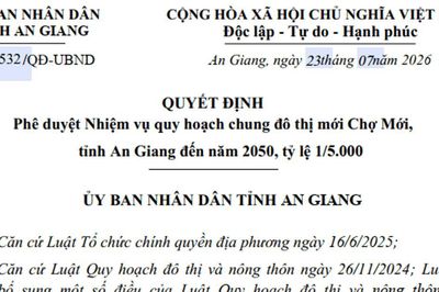 An Giang phê duyệt quy hoạch chung đô thị Chợ Mới rộng hơn 5.000 ha đến năm 2050