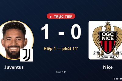 TRỰC TIẾPTrực tiếp Juventus vs Nice: Hiệp 2 bắt đầu, Juventus dẫn 1-0
