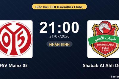 TRỰC TIẾPTrực tiếp FSV Mainz 05 vs Shabab Al Ahli Dubai: Shabab Al Ahli Dubai bị VAR từ chối bàn thắng