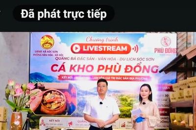 Xã Sóc Sơn tổ chức phiên livestream đầu tiên quảng bá sản phẩm 'Cá kho Phù Đổng'