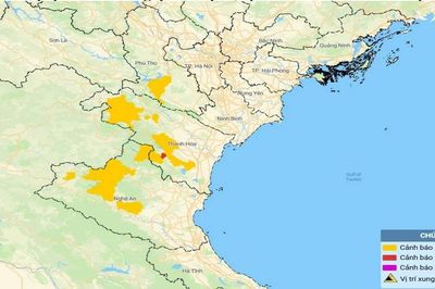 Cảnh báo mưa lớn gây lũ quét, sạt lở đất ở khu vực các tỉnh Phú Thọ, Thanh Hóa và Nghệ An